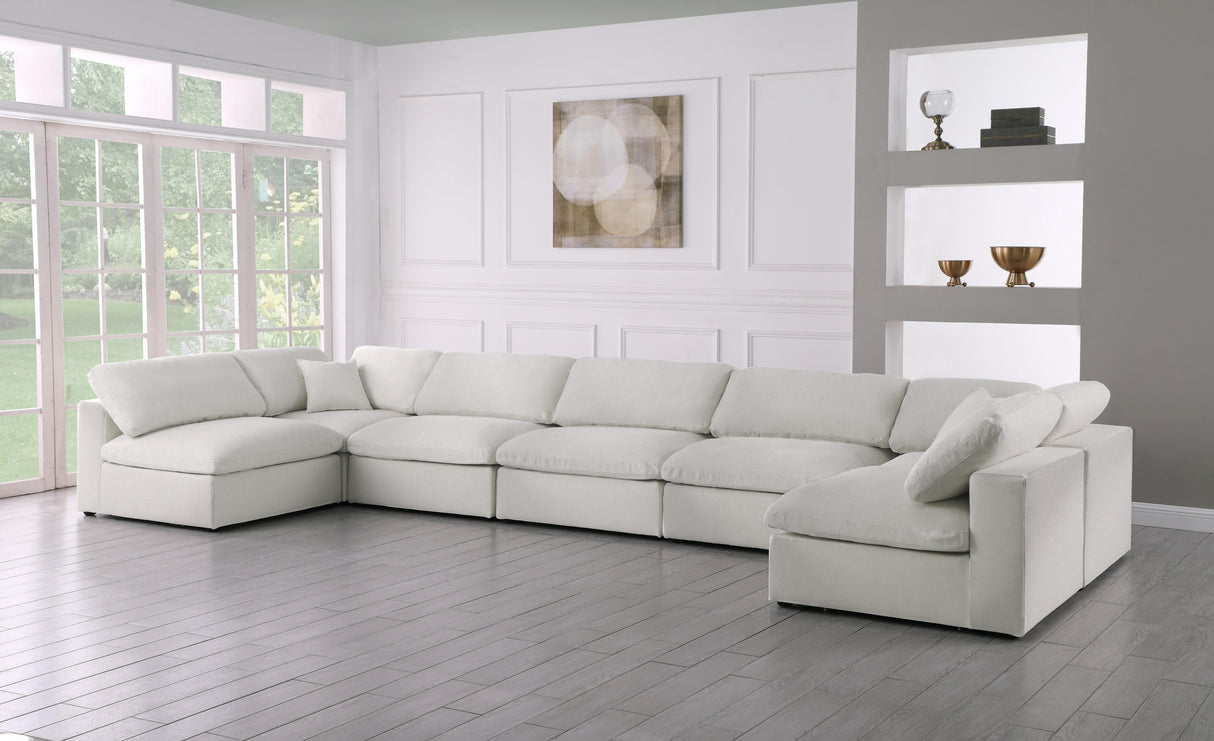 Serene Cream Linen Fabric Deluxe Cloud Modular Sectional - galleria furniture outlet