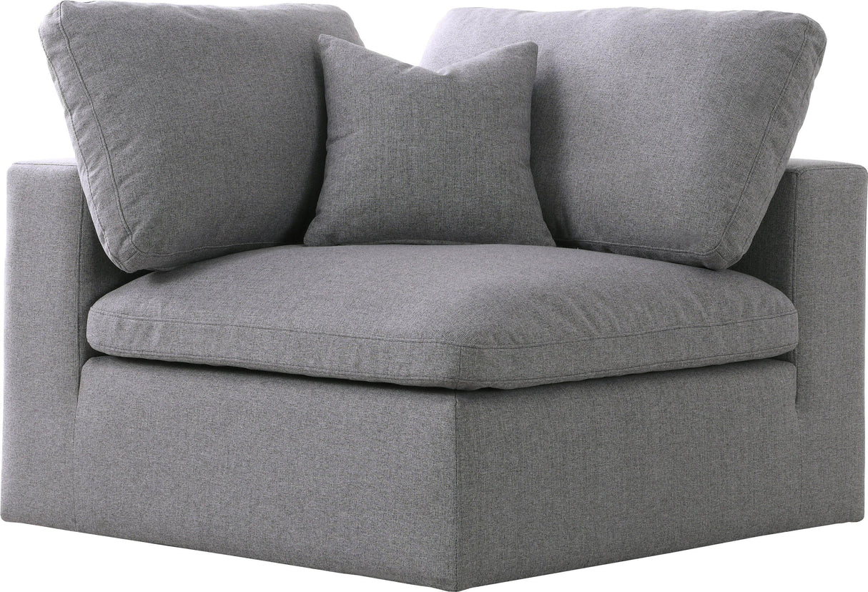 Serene Grey Linen Fabric Deluxe Cloud Corner Chair - galleria furniture outlet