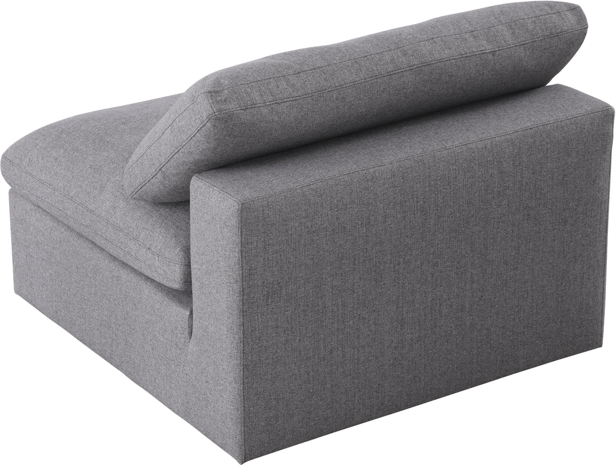 Serene Grey Linen Fabric Deluxe Cloud Armless Chair - galleria furniture outlet