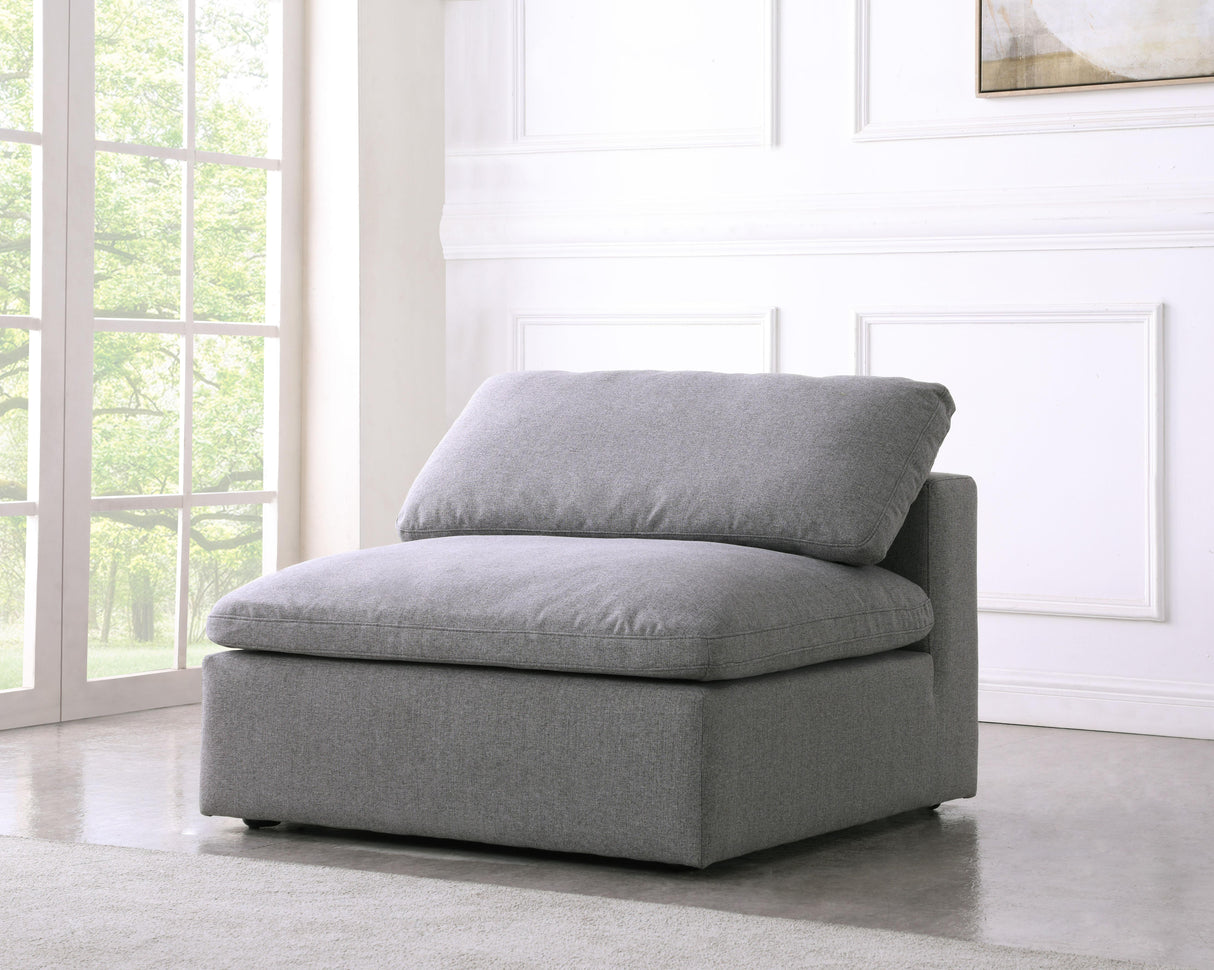 Serene Grey Linen Fabric Deluxe Cloud Armless Chair - galleria furniture outlet