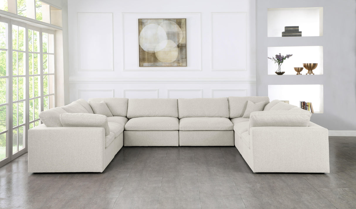 Serene Cream Linen Fabric Deluxe Cloud Modular Sectional - galleria furniture outlet