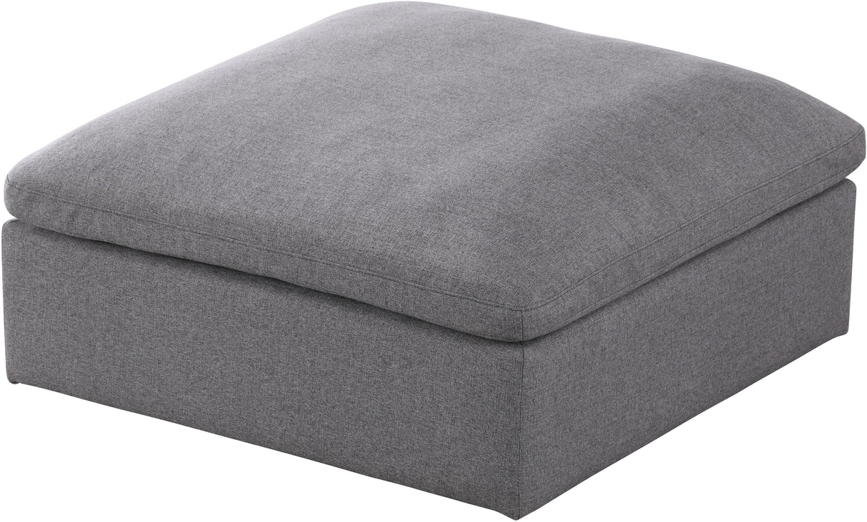 Serene Grey Linen Fabric Deluxe Cloud Ottoman - galleria furniture outlet
