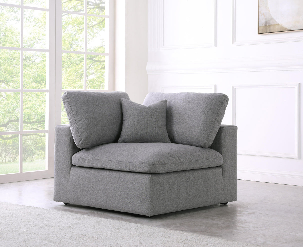 Serene Grey Linen Fabric Deluxe Cloud Corner Chair - galleria furniture outlet