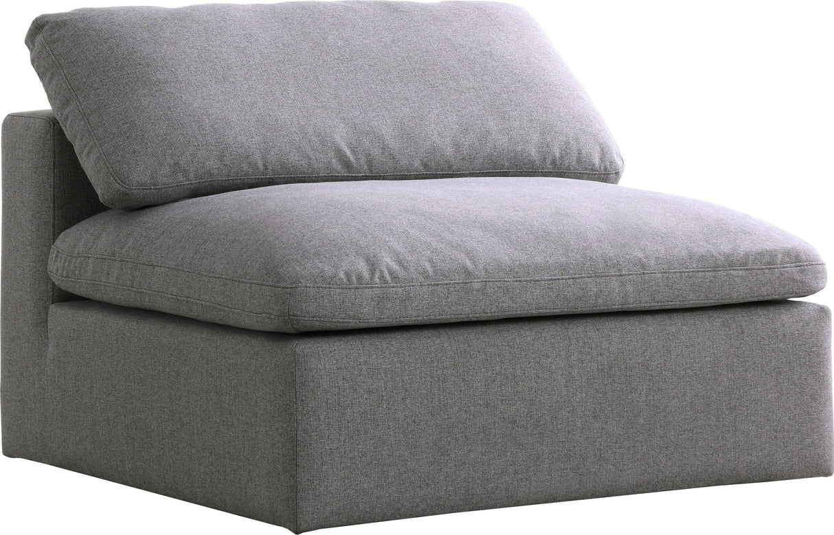 Serene Grey Linen Fabric Deluxe Cloud Armless Chair - galleria furniture outlet