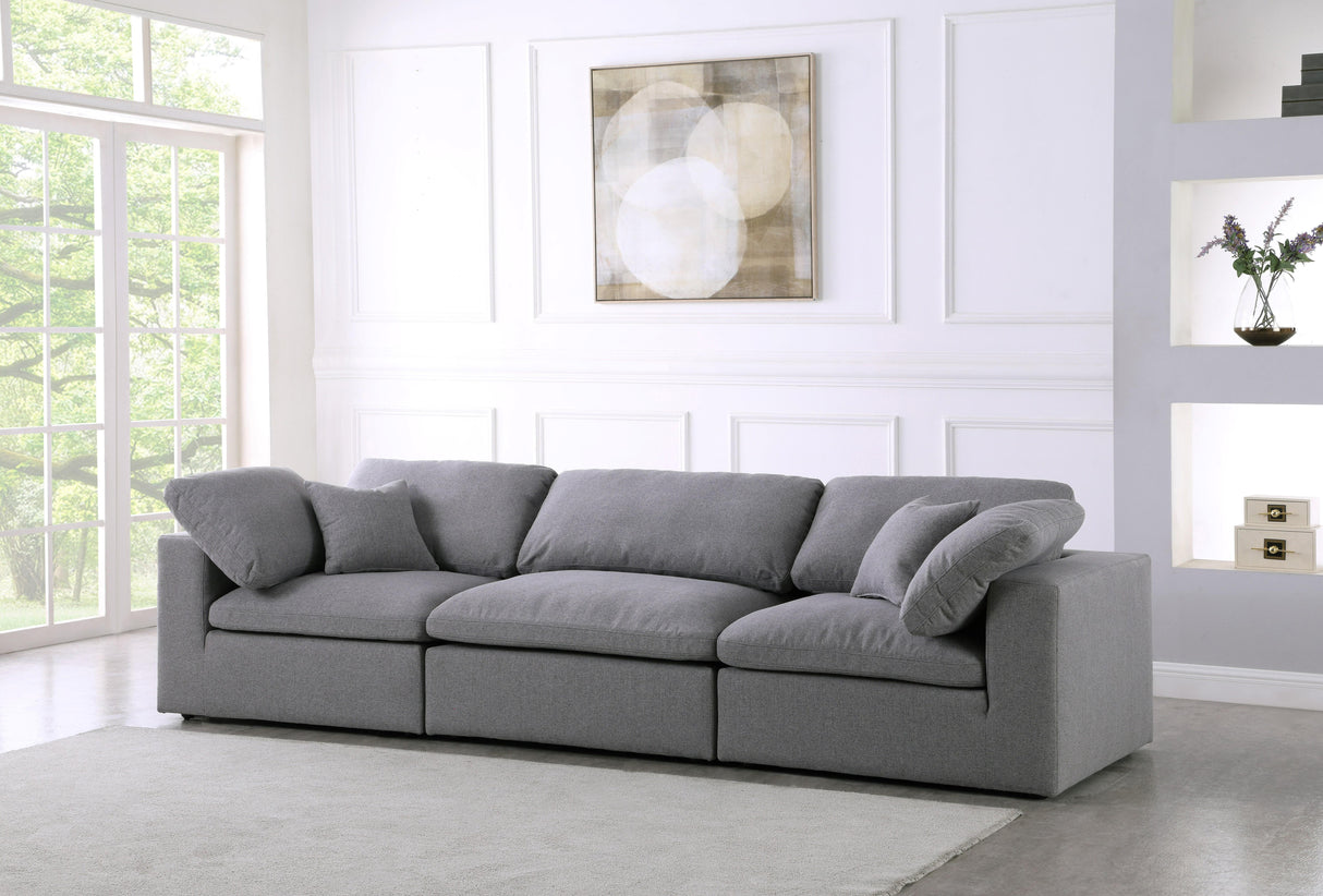 Serene Grey Linen Fabric Deluxe Cloud Modular Sofa - galleria furniture outlet