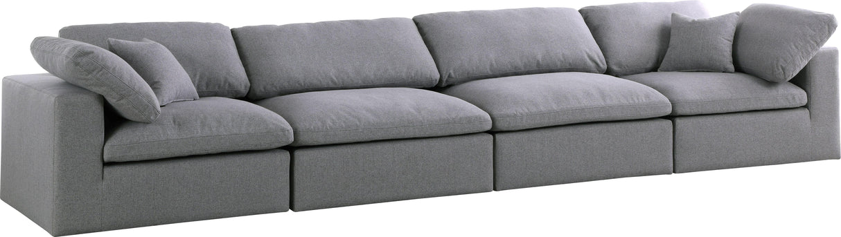 Serene Grey Linen Fabric Deluxe Cloud Modular Sofa - galleria furniture outlet