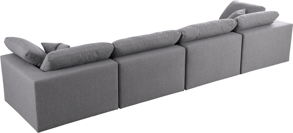 Serene Grey Linen Fabric Deluxe Cloud Modular Sofa - galleria furniture outlet