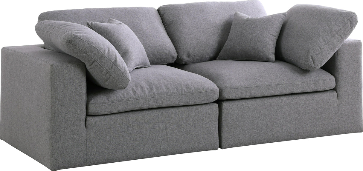 Serene Grey Linen Fabric Deluxe Cloud Modular Sofa - galleria furniture outlet