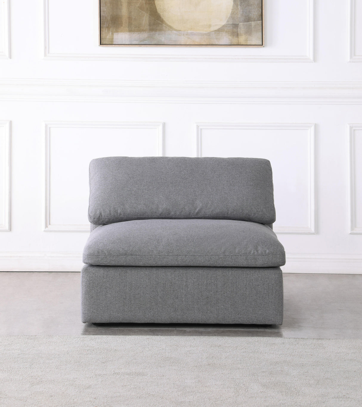 Serene Grey Linen Fabric Deluxe Cloud Armless Chair - galleria furniture outlet
