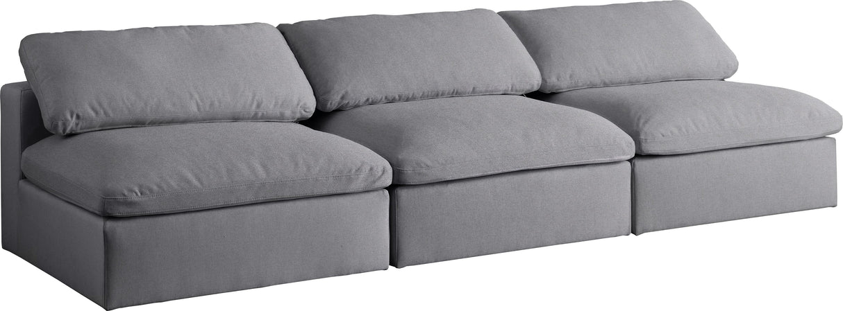 Serene Grey Linen Fabric Deluxe Cloud Modular Armless Sofa - galleria furniture outlet