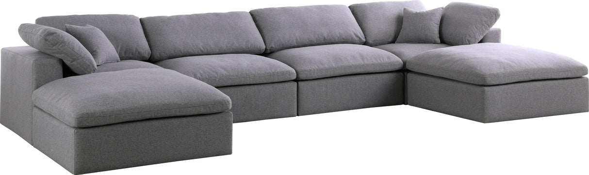 Serene Grey Linen Fabric Deluxe Cloud Modular Sectional - galleria furniture outlet