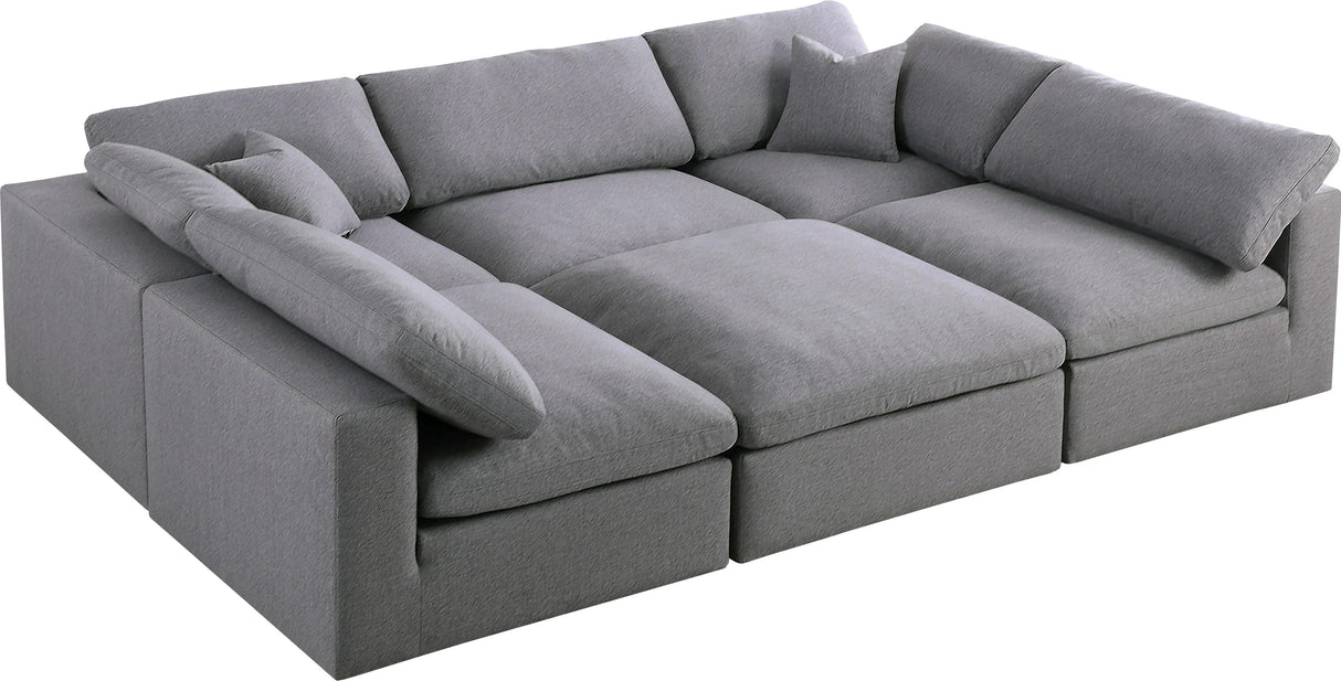 Serene Grey Linen Fabric Deluxe Cloud Modular Sectional - galleria furniture outlet