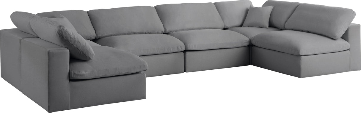Serene Grey Linen Fabric Deluxe Cloud Modular Sectional - galleria furniture outlet