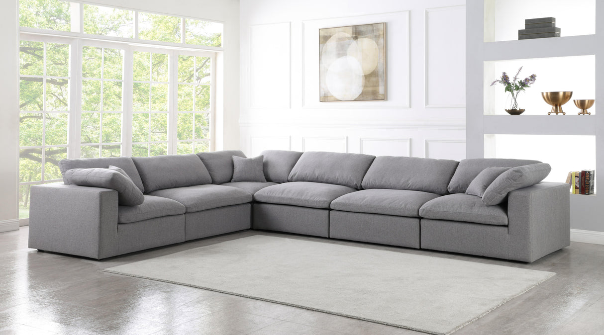 Serene Grey Linen Fabric Deluxe Cloud Modular Sectional - galleria furniture outlet