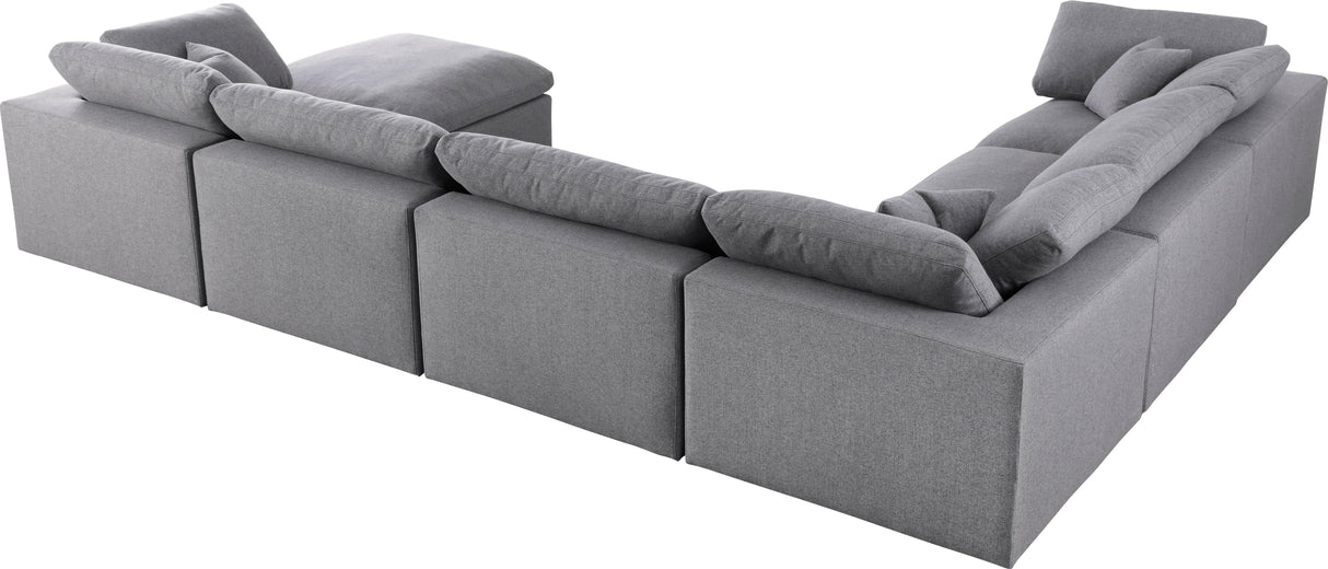 Serene Grey Linen Fabric Deluxe Cloud Modular Sectional - galleria furniture outlet