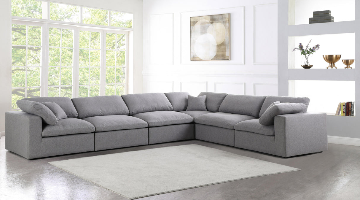 Serene Grey Linen Fabric Deluxe Cloud Modular Sectional - galleria furniture outlet