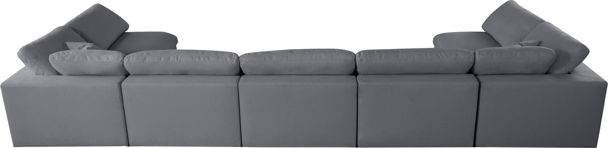 Serene Grey Linen Fabric Deluxe Cloud Modular Sectional - galleria furniture outlet