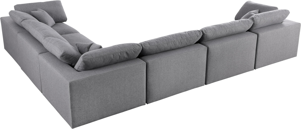 Serene Grey Linen Fabric Deluxe Cloud Modular Sectional - galleria furniture outlet