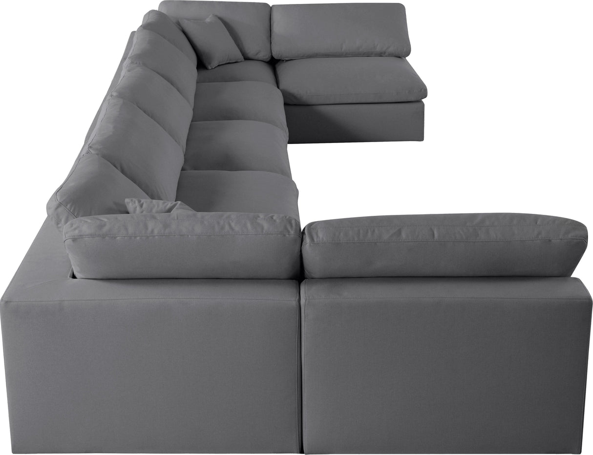 Serene Grey Linen Fabric Deluxe Cloud Modular Sectional - galleria furniture outlet