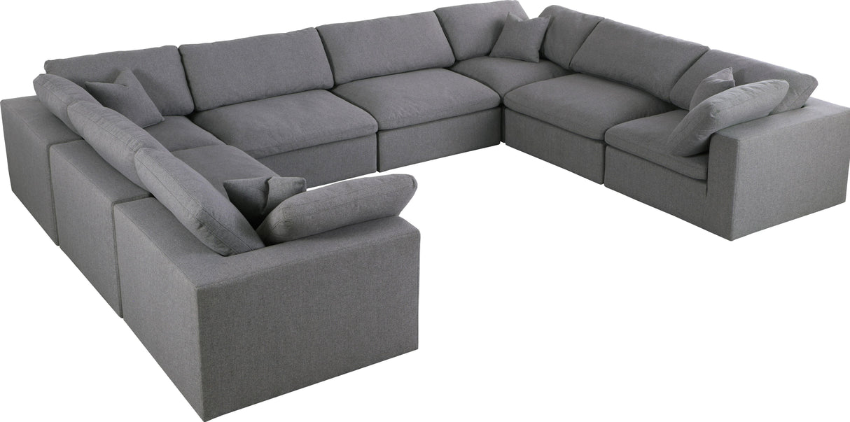 Serene Grey Linen Fabric Deluxe Cloud Modular Sectional - galleria furniture outlet