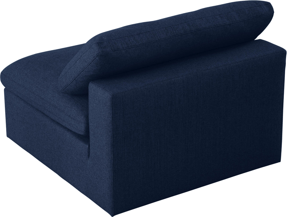 Serene Navy Linen Fabric Deluxe Cloud Armless Chair - galleria furniture outlet