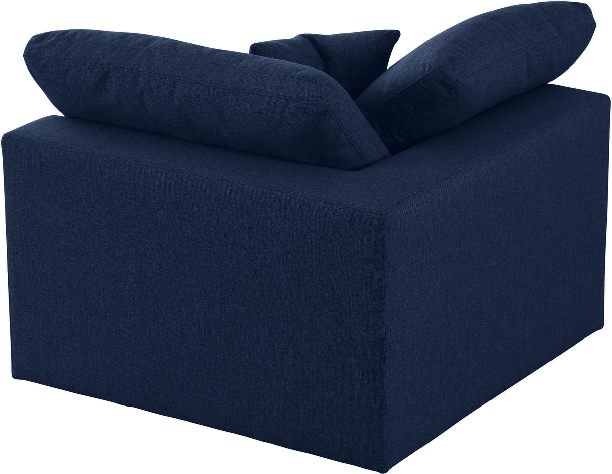 Serene Navy Linen Fabric Deluxe Cloud Corner Chair - galleria furniture outlet
