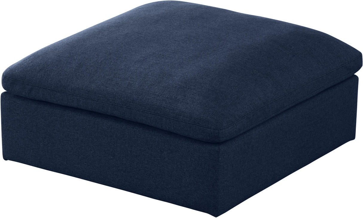 Serene Navy Linen Fabric Deluxe Cloud Ottoman - galleria furniture outlet