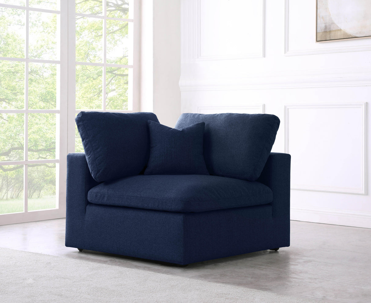 Serene Navy Linen Fabric Deluxe Cloud Corner Chair - galleria furniture outlet