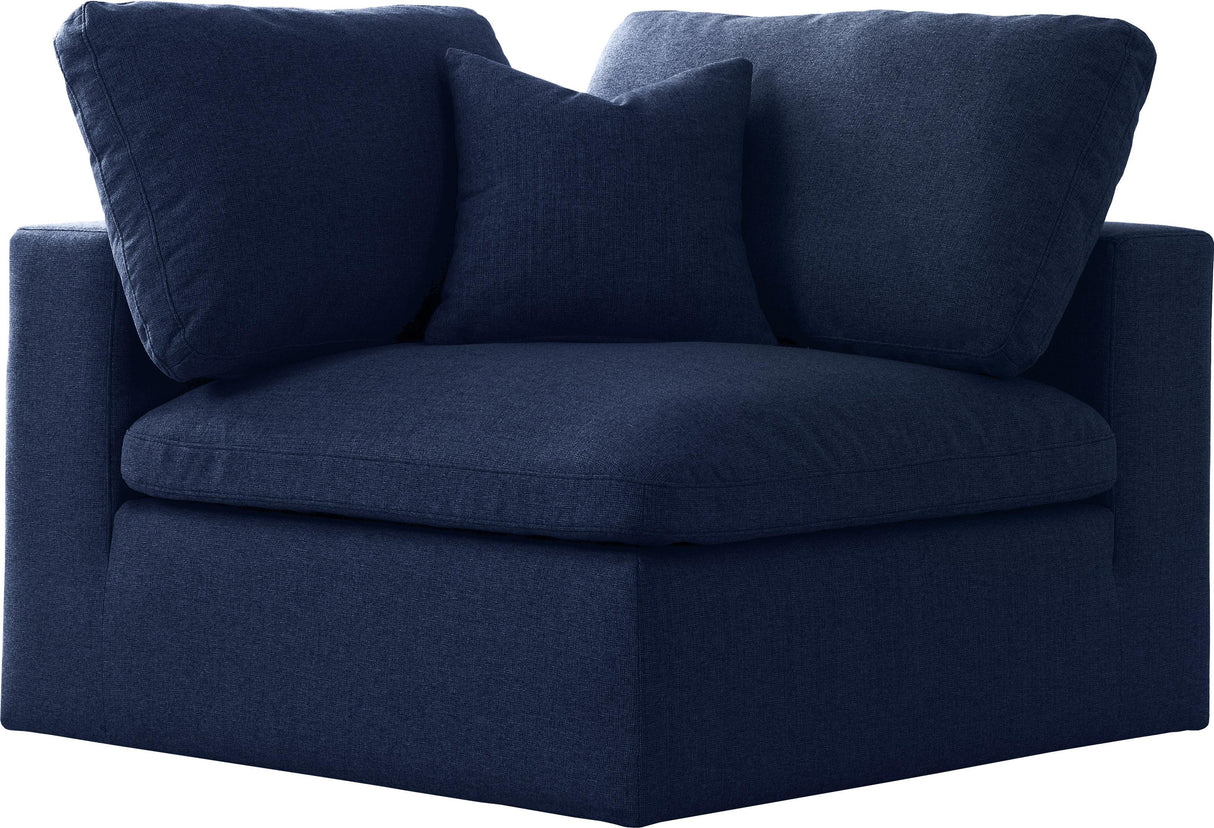 Serene Navy Linen Fabric Deluxe Cloud Corner Chair - galleria furniture outlet