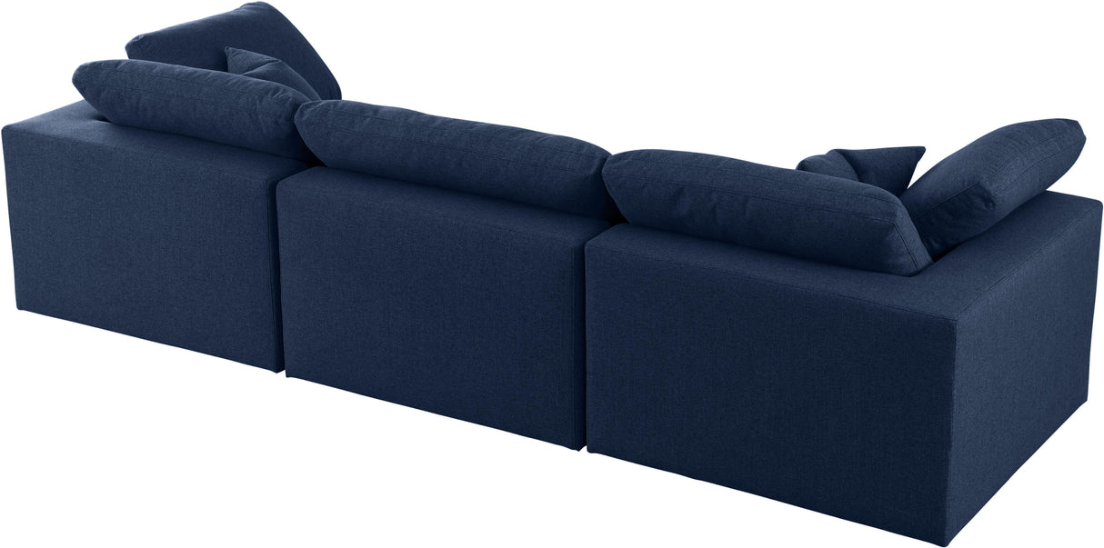 Serene Navy Linen Fabric Deluxe Cloud Modular Sofa - galleria furniture outlet