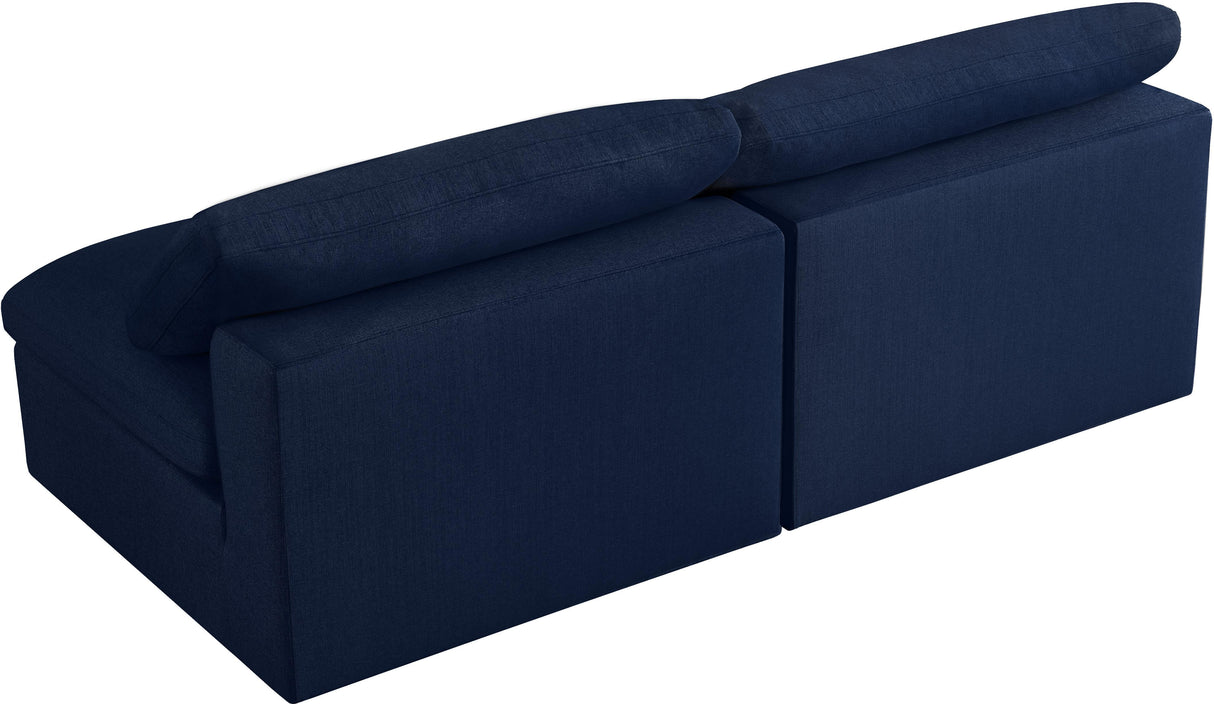 Serene Navy Linen Fabric Deluxe Cloud Modular Armless Sofa - galleria furniture outlet