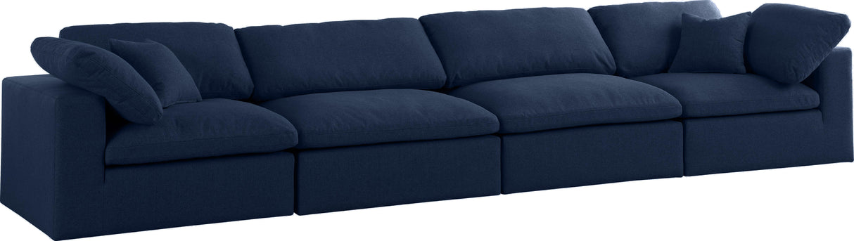 Serene Navy Linen Fabric Deluxe Cloud Modular Sofa - galleria furniture outlet