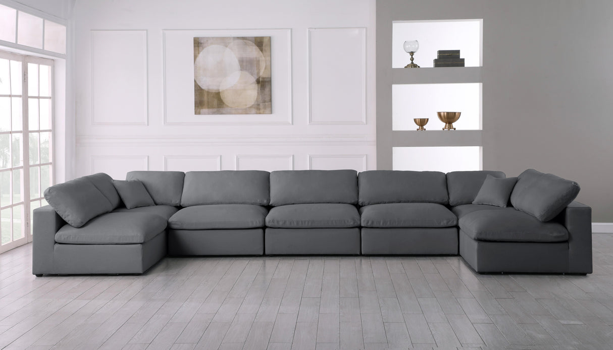 Serene Grey Linen Fabric Deluxe Cloud Modular Sectional - galleria furniture outlet