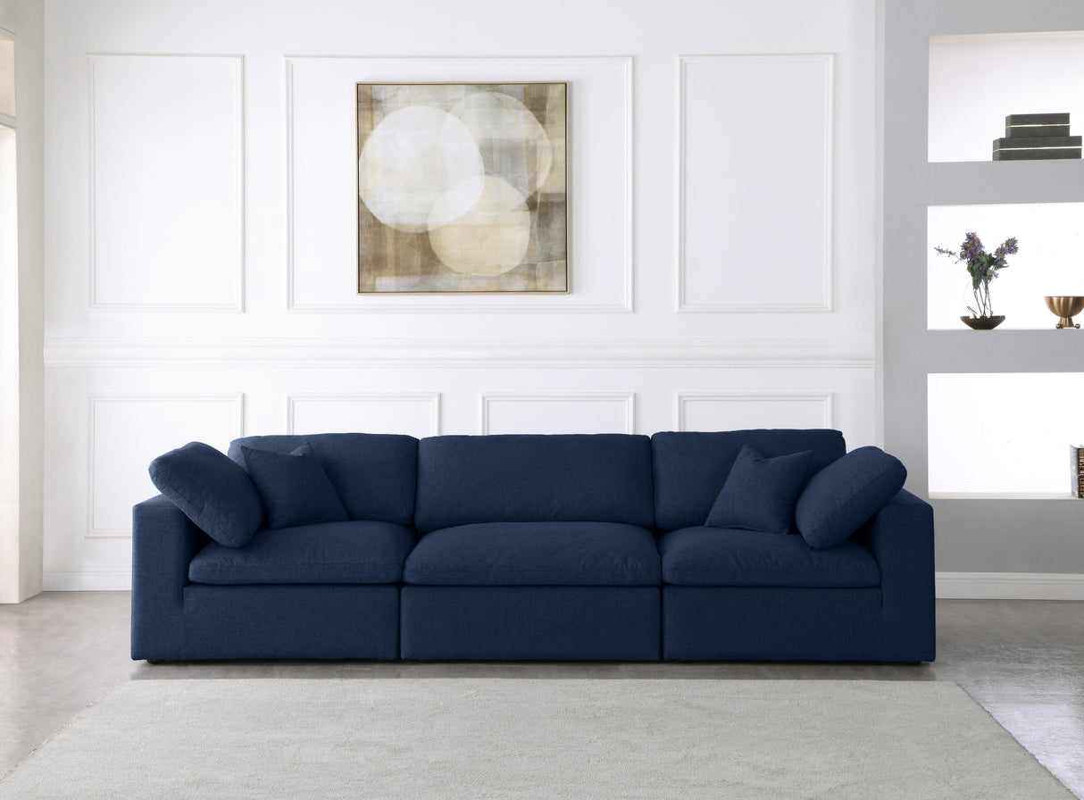 Serene Navy Linen Fabric Deluxe Cloud Modular Sofa - galleria furniture outlet