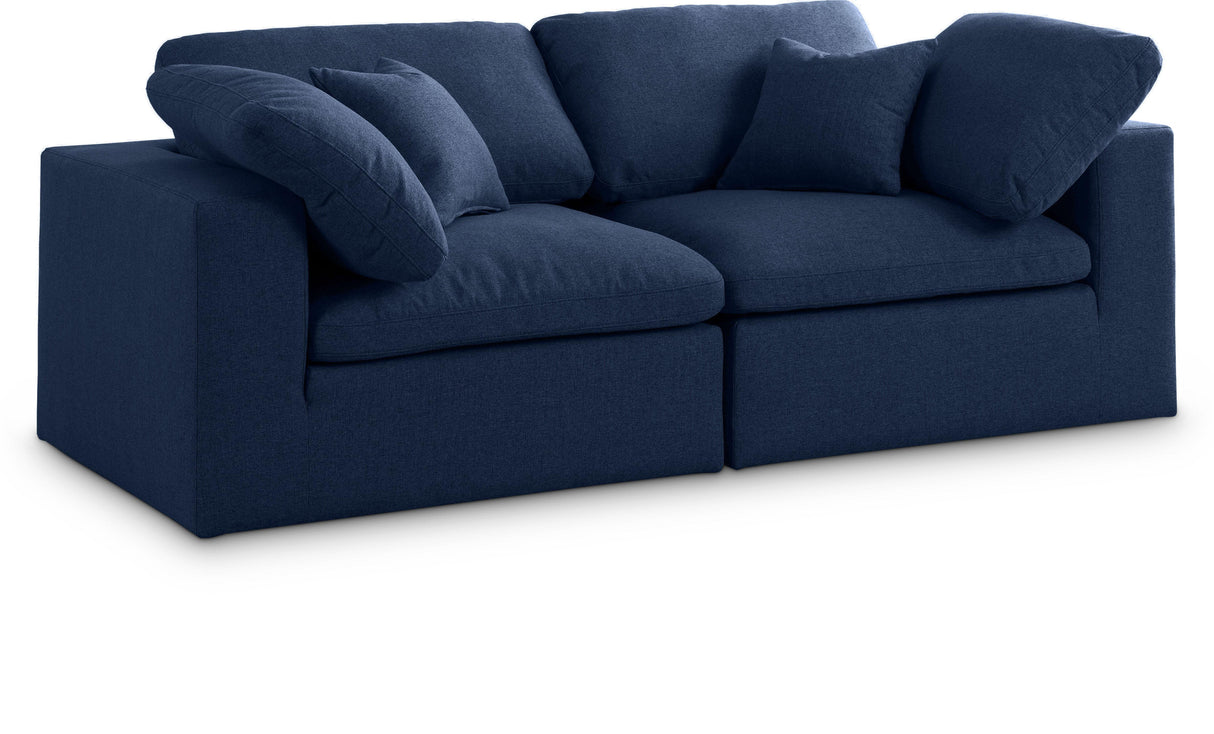 Serene Navy Linen Fabric Deluxe Cloud Modular Sofa - galleria furniture outlet