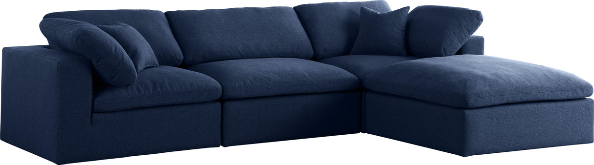 Serene Navy Linen Fabric Deluxe Cloud Modular Sectional - galleria furniture outlet