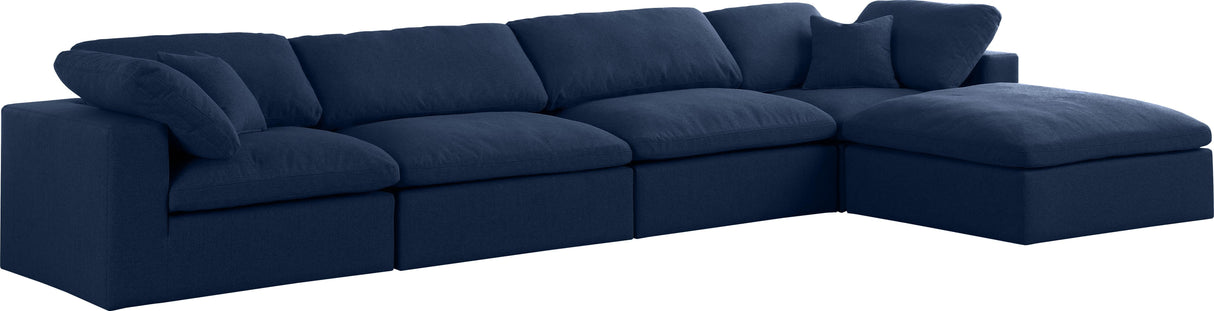 Serene Navy Linen Fabric Deluxe Cloud Modular Sectional - galleria furniture outlet