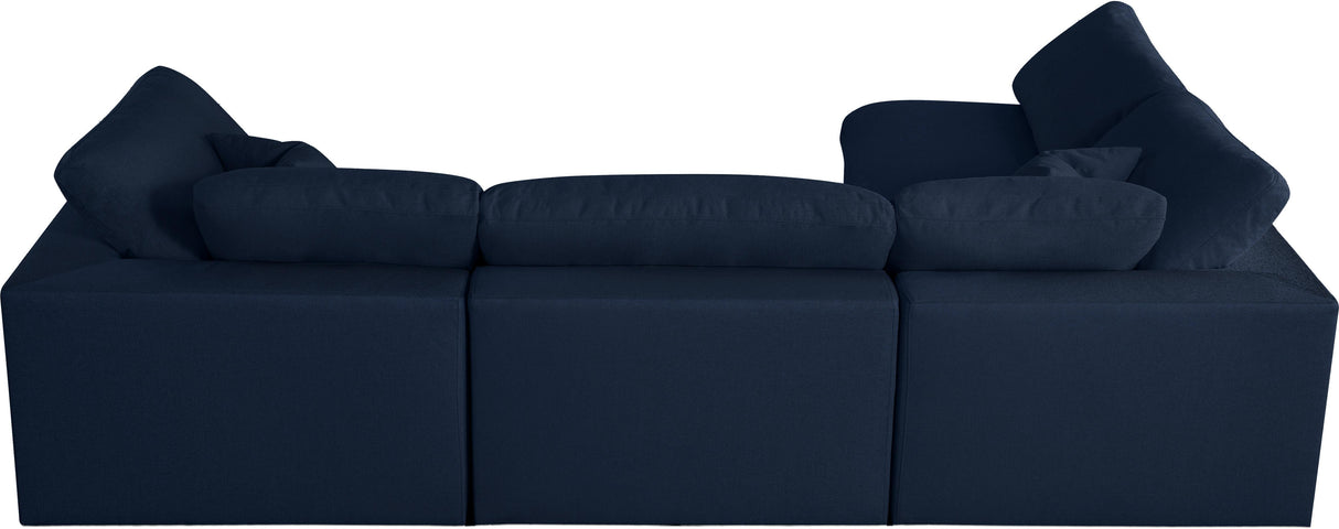 Serene Navy Linen Fabric Deluxe Cloud Modular Sectional - galleria furniture outlet