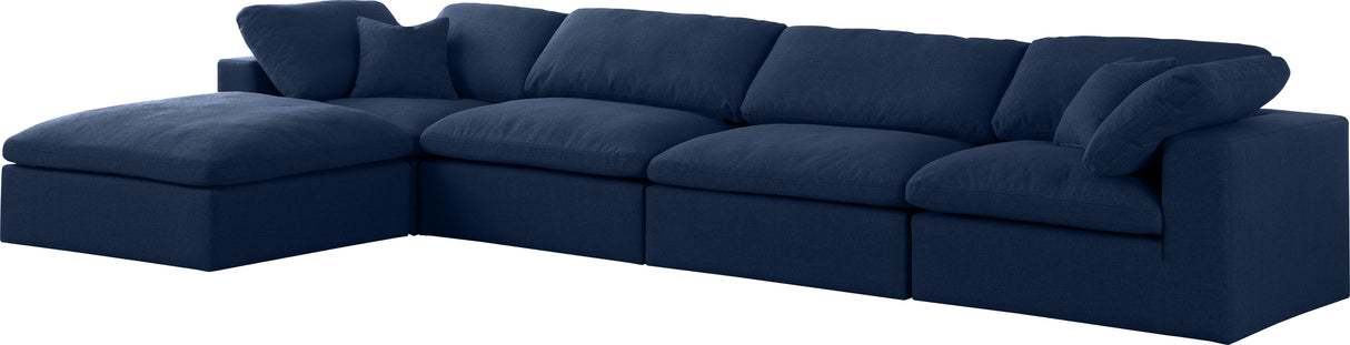 Serene Navy Linen Fabric Deluxe Cloud Modular Sectional - galleria furniture outlet