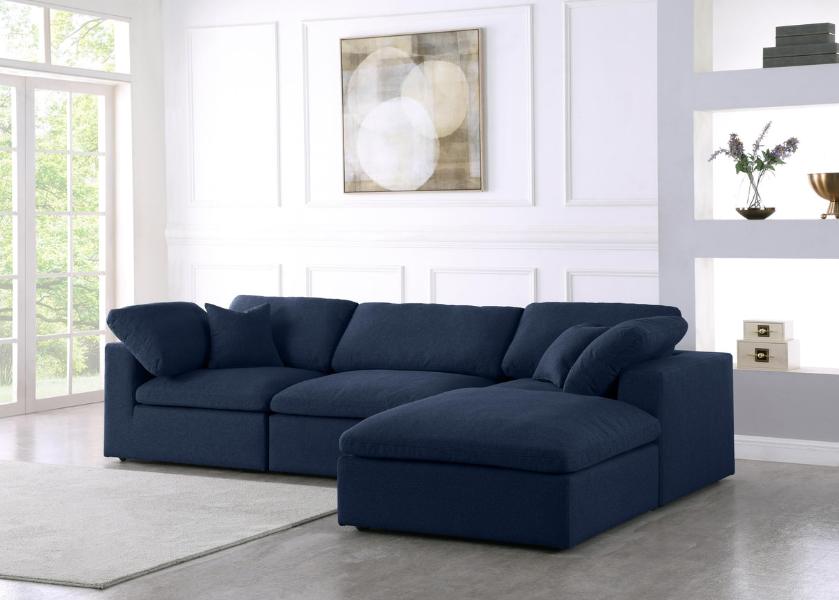 Serene Navy Linen Fabric Deluxe Cloud Modular Sectional - galleria furniture outlet