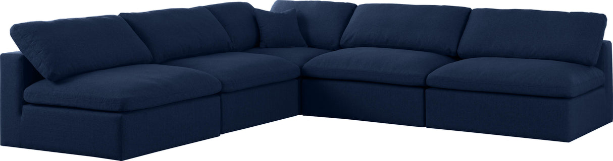 Serene Navy Linen Fabric Deluxe Cloud Modular Sectional - galleria furniture outlet