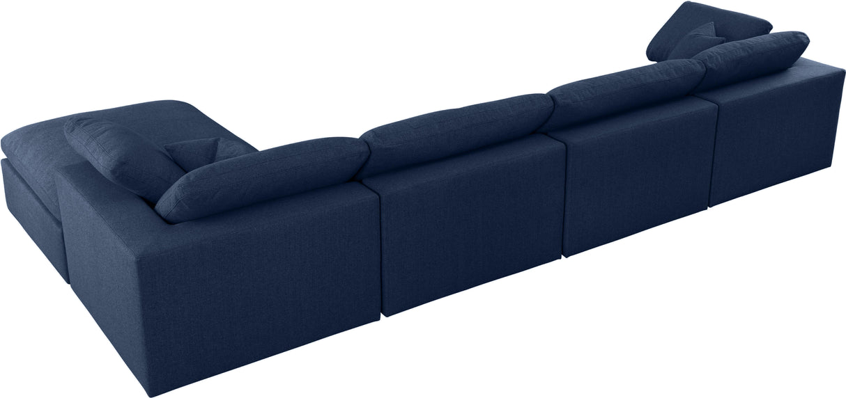 Serene Navy Linen Fabric Deluxe Cloud Modular Sectional - galleria furniture outlet