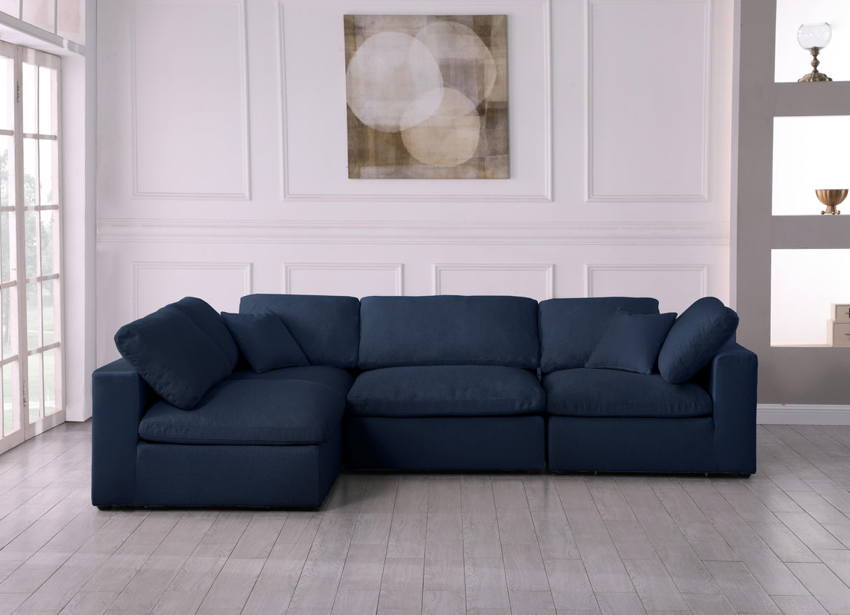 Serene Navy Linen Fabric Deluxe Cloud Modular Sectional - galleria furniture outlet