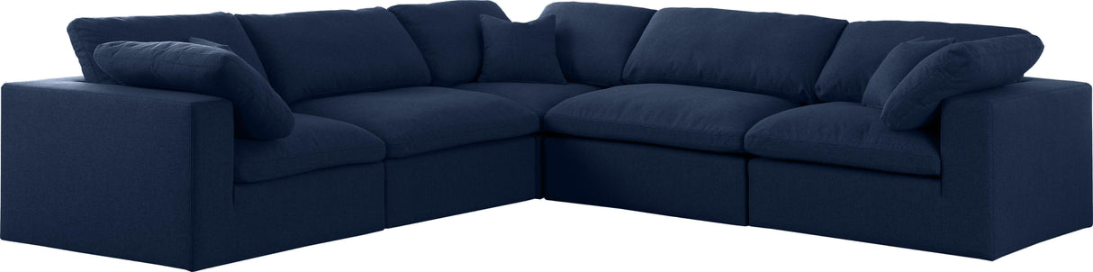 Serene Navy Linen Fabric Deluxe Cloud Modular Sectional - galleria furniture outlet