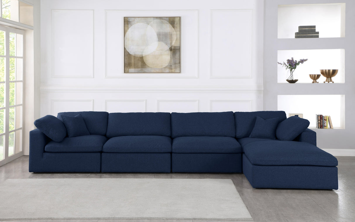 Serene Navy Linen Fabric Deluxe Cloud Modular Sectional - galleria furniture outlet