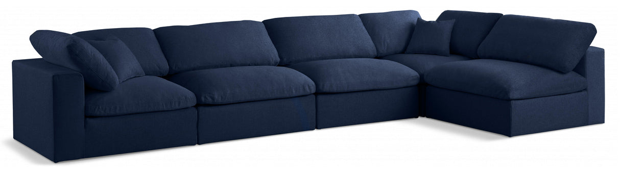 Serene Navy Linen Fabric Deluxe Cloud Modular Sectional - galleria furniture outlet