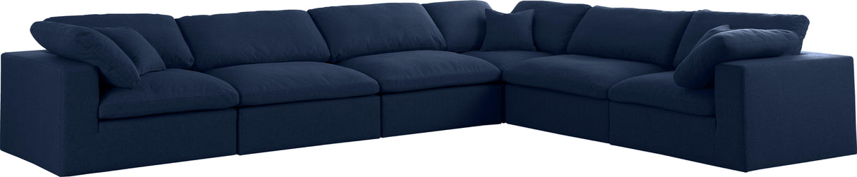 Serene Navy Linen Fabric Deluxe Cloud Modular Sectional - galleria furniture outlet