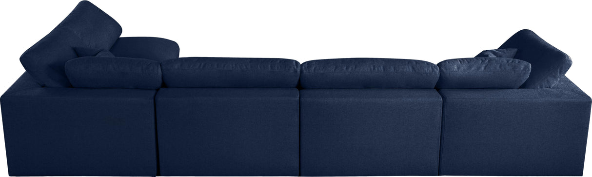 Serene Navy Linen Fabric Deluxe Cloud Modular Sectional - galleria furniture outlet