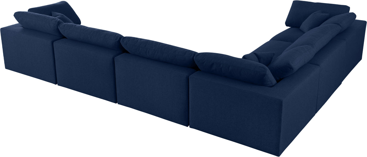Serene Navy Linen Fabric Deluxe Cloud Modular Sectional - galleria furniture outlet