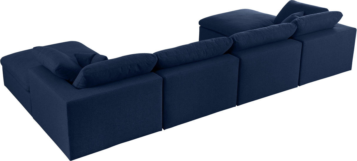 Serene Navy Linen Fabric Deluxe Cloud Modular Sectional - galleria furniture outlet